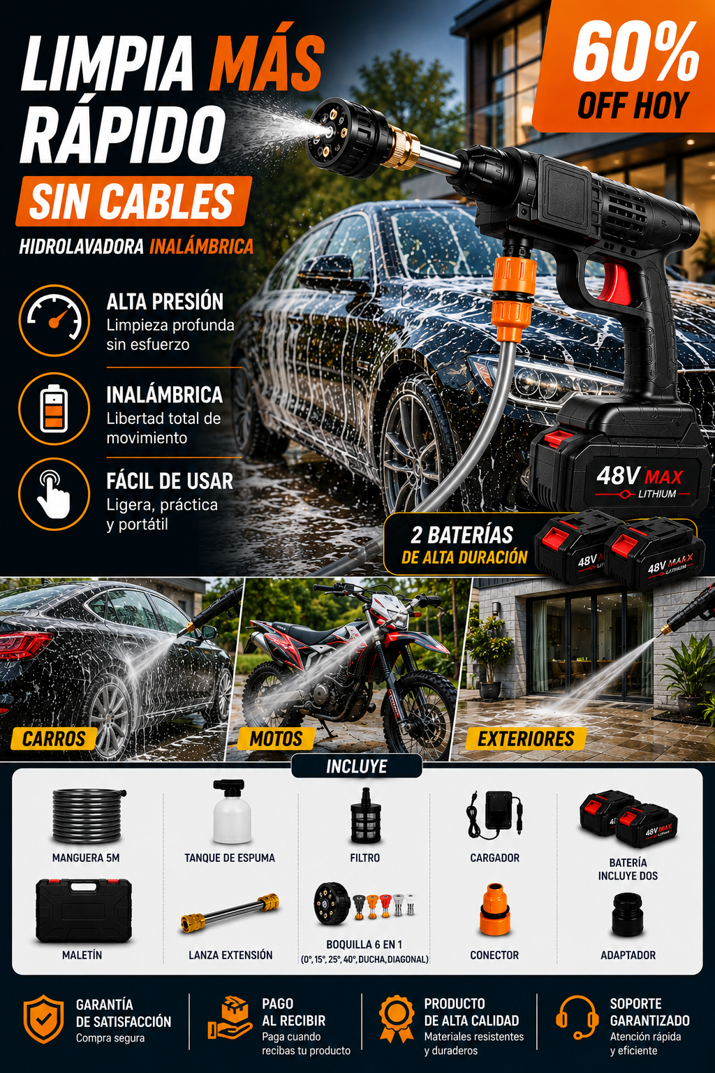 Hidrolavadora RapiJet™ 6 en 1 + 2 Baterías | ¡Últimas Unidades!