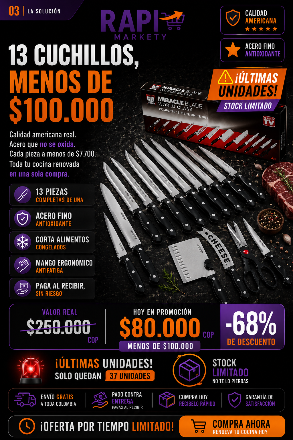 🔪 ChefPro™ | Set Premium: 12 Cuchillos + 1 Tijera + Envío GRATIS + 68% OFF 🎁