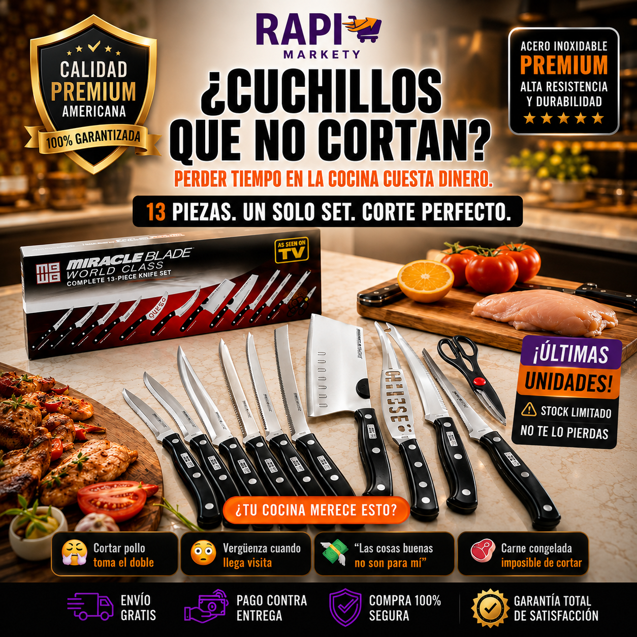 🔪 ChefPro™ | Set Premium: 12 Cuchillos + 1 Tijera + Envío GRATIS + 68% OFF 🎁