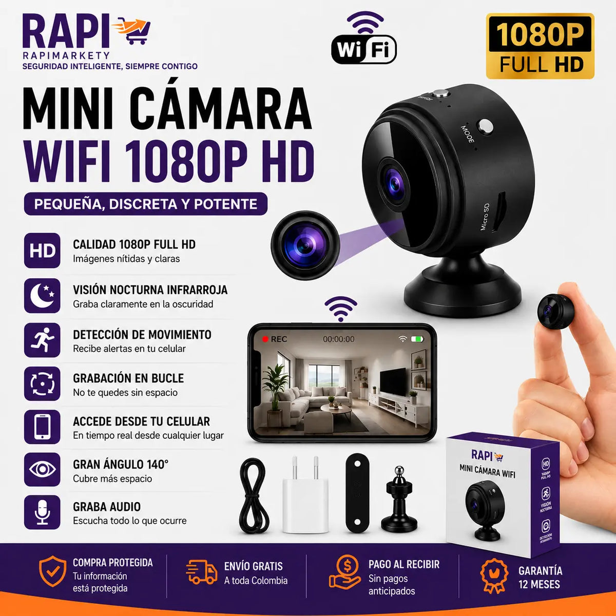 RapiCam™ | Sal Tranquilo, Mira Tu Hogar Desde Donde Estés + Envío Gratis